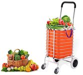 Skyzone Aluminium Portable Folding Grocery Shopping Supermarket Trolley Cart with 4 Wheel Personal Household Grocery Shopping Trolley Cart (4 Wheel Shopping Trolley)