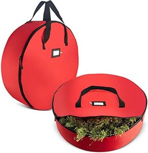 ZOBER Christmas Wreath Storage Container - 24 Inch, Waterproof Wreath Box - Dual Zippers, Durable Handles, & Card Slot - Holiday and Seasonal Wreath Storage Boxes - 2 Pk