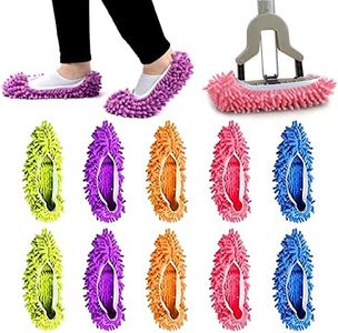 Tanstic 10Pcs 5 Colors Mop Slippers Shoes Cover, Microfiber Dust Cleaning Slippers Reusable Mop Socks Cleaning Slippers Reusable Dust Mops Floor Cleaning Tools Dust Floor Cleaner for House Cleaning