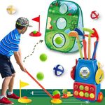 VATOS Golf Set for Kids, 34PCS Kids Golf Clubs Kit with Double-Sided Golf Board, Golf cart, 4 Colorful Golf Clubs, 14 Balls, 2 Practice Holes & Bases, Golf mat, Toddler Golf Set Game for Boys Girls