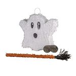 Fax Potato Halloween Ghost Pinata, Stick and Blindfold Set - 3pc - Halloween Stick - Fill Your Own Kids Party Accessory Decoration - W42cm x D10cm x H40.5cm