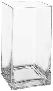 Royal Imports Flower Glass Vase Decorative Centerpiece for Home or Wedding - Tall Rectangle Shape, 10" Tall, 5"x5" Opening