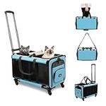 Rolling Cat Carrier with Wheels for
