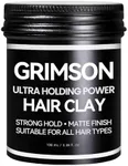 GRIMSON Hair Clay for Men - Strong Hold, Matte Finish, Ideal for All Hair Types & Styles, Easy to Wash Out, Improves Texture & Thickness, Easy to Apply (100g / 3.5oz)