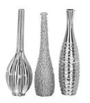 Deco 79 Ceramic Bud Vase with Varying Patterns, Set of 3 3" W, 12" H, Silver