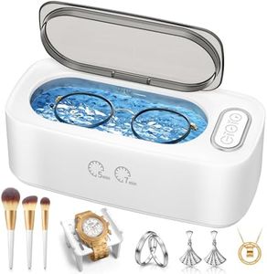 Ultrasonic Cleaner, 48kHz Ultrasonic Jewelry Cleaner Machine for Eyeglasses, Jewelry, Rings, Watch Straps, Dentures and More, Dual Cleaning Modes & 304 Stainless Steel Tank, 400ML Capacity, White