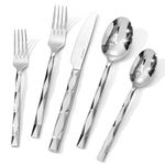 KINGSTONE Silverware Set, Luxury 60 Piece Flatware Set for 12, 18/10 Stainless Steel Cutlery Set with Diamond Cut Pattern for Home, Wedding, Party, Mirror Polished and Dishwasher Safe