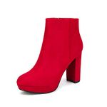 DREAM PAIRS Women's Stomp Black High Heel Ankle Bootie,Size 7,Red,Stomp