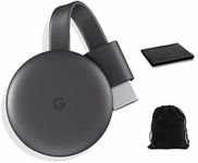 Google Chromecast - Streaming Device with HDMI Cable - Stream Shows, Music, Photos, and Sports from Your Phone to Your TV, Includes Pouch and Cleaning Cloth (Japan Version) - Compatible with US