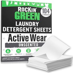 Rockin' Green Travel Laundry Detergent Sheets Unscented - Mess-Free Laundry Sheets Detergent Powerful Cleaning with Sodium Bicarbonate - Easily Dissolvable Laundry Soap Sheets (102 Loads, Unscented)