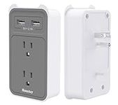 Huntkey Multi Plug Outlet Extender with USB, Wall Outlet Splitter with 2 Multiple Outlets 2 USB Charging Ports, 1875W Plug Splitter for Home, Office, Dorm Room Essentials, Cruise Ship, Travel