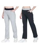 Sam & Rash Girl’s Regular Fit Palazzo Pants, Stylish Cotton Trackpants, Bootcut Trousers and Lowers for Girls Combo (Pack of 2) (4-5 Years, Black and Grey)