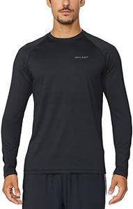 baleaf Men's Long Sleeve Running Shirts Quick Dry Workout Shirts Athletic T-Shirts Lightweight Soft Fishing Tee Tops Black Size XL