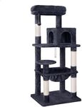 BEASTIE Cat Tree 143cm Multi-Level Cat Tower with Scratching Posts, Sisal-Covered Cat Scratcher Tower with Plush Perch, Cat Condo Play House Wood Furniture for Kittens Climbing and Rest(Grey)