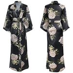 DiaryLook Ladies Kimono Dressing Gowns for Women Long Kimono Robes Satin Long Bridesmaid Robes Floral