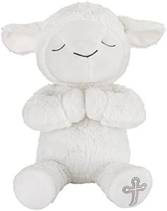 Little Love by NoJo Baptism White Plush Lamb with Praying Hands and Embroidered Cross