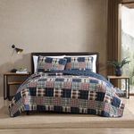 Eddie Bauer Cotton Reversible Bedding with Matching Sham, Lightweight Home Decor for All Seasons, Multicolor Plaid, King