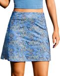 Ekouaer Women Tennis Skirt High Waisted Active Performance Golf Skort Lightweight Skirt with Shorts Pockets Running Workout, B-pockets-navy Blue Floral, Medium