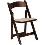 Flash Furniture 4 Pack Hercules Series Wood Folding Chair with Vinyl Padded Seat, Beech, Fruitwood, Set of 4