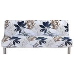 ShowyLive Armless Futon Cover Sofa Slipcover Stretch Spandex Fabric Washable Slip Cover Furniture Protector for Folding Couch Sofa Shield Futon Cover (Navy Grey)