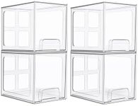 Vtopmart 4 Pack Stackable Makeup Organizer Storage Drawers, 6.6’‘ Tall Acrylic Bathroom Organizers，Clear Plastic Storage Bins For Vanity, Undersink, Kitchen Cabinets, Pantry Organization and Storage