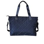 Large Womens Padded Quilted Polyester Shopper Shoulder Tote Bag (Navy Blue)