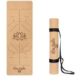 ECO SLOTH Yoga Mat: Premium Eco-Friendly Rubber & Cork Construction | Non-Slip Exercise & Gym Mat for Home Workouts Yoga & Pilates Fitness with Carrying Strap