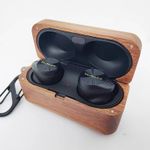 Case Compatible with Panasonic Technics EAH-AZ80 Earbuds, Real Wood Style Case Designed for AZ80 Case Cover (2024), Protective Cover with Hanging Buckle for Women/Men- Walnut