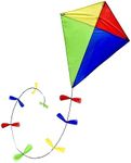 BROOKITE from Peterkin | Classic Bow Tail Kite | Multicolour - 70m x 60cm - Spinnaker Nylon Kite with 1 handle | Kites | Outdoor Toys | Sports & Leisure | Ages 3+