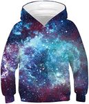 Kids Boys Girls Size 5 6 7 8 Cool Teal Green Navy Blue Galaxy Hoodys for Children Starry Graphics Fashion Lightweight Crewneck Hoodies Pullover Sweater Shirts with Pockets School Fall Jackets Clothes