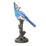 RIVER OF GOODS Stained Glass Bird Accent Lamp - 8" W x 13.5" H - Cardinal Decor - Tiffany Style Table Lamp