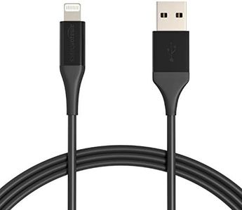 Amazon Basics iPhone Charger Cable, ABS USB-A to Lightning, MFi Certified, for Apple iPhone 14 13 12 11 X Xs Pro, Pro Max, Plus, iPad, 10,000 Bend Lifespan, Black, 6-Ft, 2-Pack