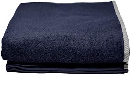 HOMELEVEL XL Sauna Handtuch Badetuch Spa Baumwolle 180 x100cm Saunahandtuch Saunatuch Dunkelblau/Weiß