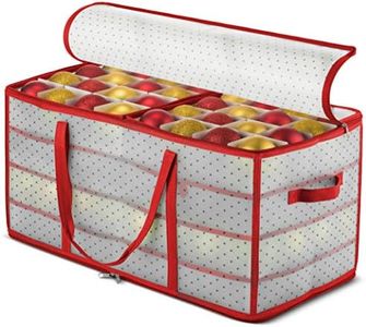 Zober Christmas Ornament Storage Box - Large, Flexible, Plastic Storage Box w/ 2-Sided Dual-Zipper Closure - Fits 128 Holiday Ornaments, Xmas Decorations Accessories