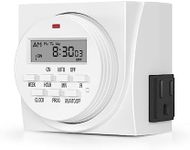 BN-LINK 7 Day Heavy Duty Digital Programmable Timer, FD60 U6, 115V, 60Hz, Dual Outlet, Indoor, for Lamp Light Fan Security UL Listed