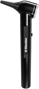 Riester e-Scope Otoscope Fiber Optic 3.7V LED Light, Ear Scope with Light, AA Battery Handle, Case Included, Pocket Sized, Black, 2111-203