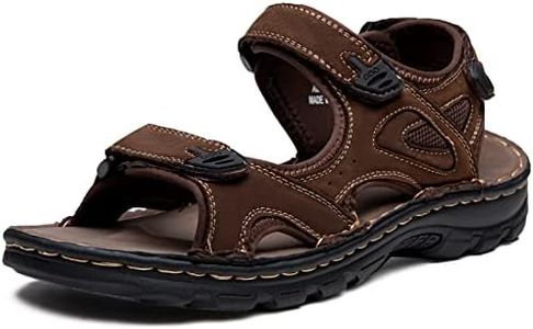 Jousen Men's Sandals Arch Support Casual Genuine Leather Summer Outdoor Beach Fisherman Sandals for Men, Open Toe Sandals-2011-dark Brown, 11