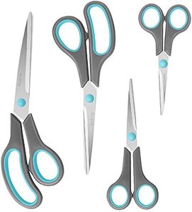 Asdirne Scissors Set of 4, Premium Stainless Steel Razor Blades, Ergonomic Semi-Soft Rubber Grip, Suitable for School, Office and Family Daily Use, 9.6''/8.5''/6.4"/5.4", Blue&Gray