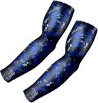 Tough Outdoors Sports Compression Arm Sleeves for Men & Women - Youth, Kids Baseball, Volleyball & Basketball Sleeve - Cobalt Camo, Youth Medium