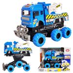 FunBlast 6 Wheel Drive Friction Powered Crane Truck Toy for Kids - Construction Toy Truck, Monster Towing Truck Toy for Kids, Light & Sound Toy Truck for 3+ Years Children (Multicolor)