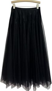 MOGUOER Women’s Reversible Tulle Skirt, Elastic High Waist Pleated A-Line Midi with Tiered Mesh - Ideal for Parties, Weddings, Casual Wear, One Size Fits All