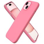 ORNARTO Compatible with iPhone 15 Case, Slim Liquid Silicone 3 Layers Full Covered Soft Gel Rubber Phone Case Protective Cover with Microfiber Lining 6.1 Inch-Sweetie Pink