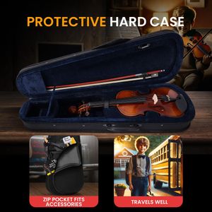 Pyle 3/4 Beginner Violin Kit – Student Instrument with Case & Bow