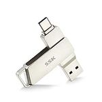 SSK 128GB USB C Flash Drive 150MB/s Transfer Speed Dual Connectors 2 in 1 Type C+USB 3.2 Thumb(Jump) Drive Memory Stick Thunderbolt 3 Compatible for Android Phone,Macbook/Pro/Air,and more