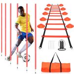 YGORTECH Football Agility Training Slalom Poles Set - Includes Poles(Set of 6) Drills,Agility Ladder, 10 Soccer Cones,Jump Rope for Speed Training, Soccer Training, Basketball&Fitness