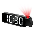 AMIR Projection Alarm Clock, Newest Alarm Clock Bedside with 180° Projection on Ceiling Wall with USB Charging,12/24H,Snooze,Battery Backup, Loud Alarm Projector Clock for Bedroom Decer