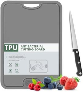 Gintan TPU Cutting Board, BPA-Free, with Knife and JuiceGroove,Scratch Resistant Flexible Cutting Boards for Kitchen, Dishwasher Safe, Easy-Grip Handle, Non-Slip （Dark Grey）