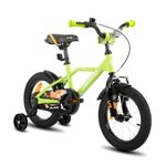 Hiland 14 Inch Kids Bike for Boys 3 4 5 6 years, with Stabilisers, Handbrake and Coaster Brake Boys Bike, Green