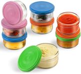 Freshmage [8 Pack] Salad Dressing Container to Go, 2.7 oz Glass Condiment Containers with Lids for Lunch Box, Small Sauce Containers Glass Jars with Lids Reusable & Leakproof