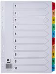 Q-Connect 1-10 Index Multi-punched Reinforced Board Multi-Colour Numbered Tabs A4 White